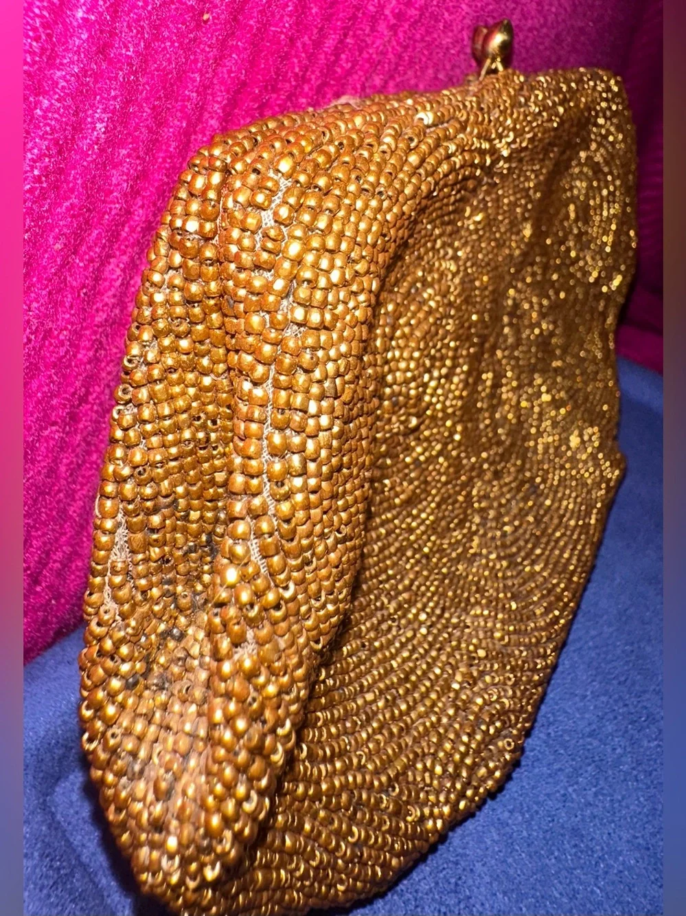 VTG 1950s Saks Fifth Avenue Gold Beaded Clutch Made in Belgium